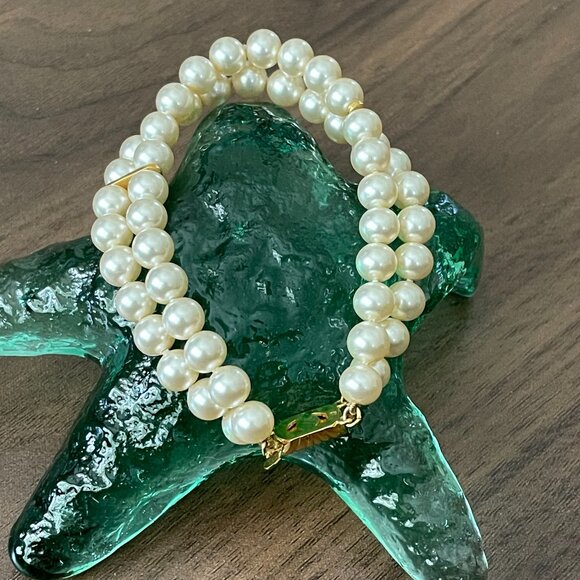 Double-Strand Glass Pearl Bracelet Ivory - Picture 3 of 6